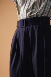 Front Slit Midi Skirt - Navy Blue